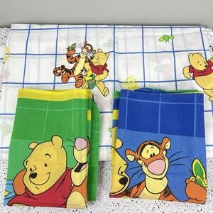 Vintage Disney Winnie the Pooh Tigger Full Flat Sheet 2 Pillow Cases Set USA